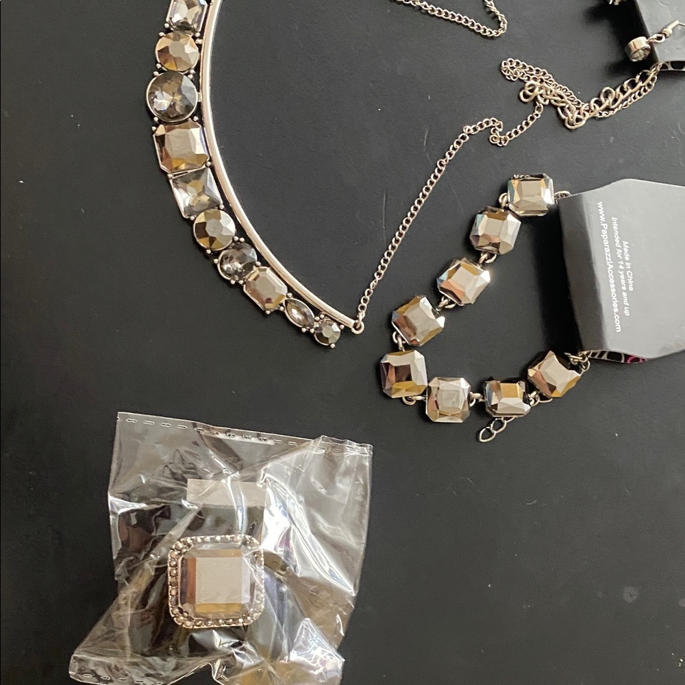 Elegant Silver Mirrored Jewelry Set